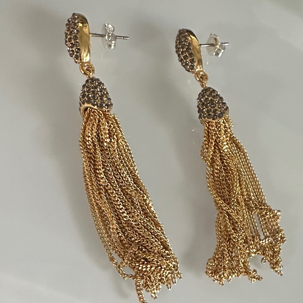 Elegant Gold Tassel Earrings